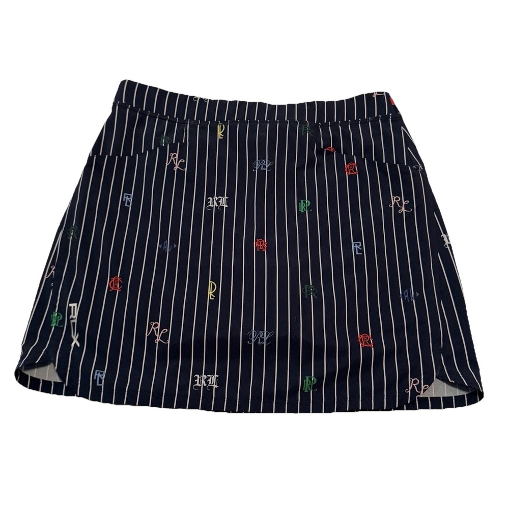 RLX Ralph Lauren Pinstripe Logo Golf Skort Women's Size S Navy Athletic Pull On